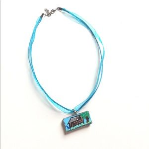 Necklace with Cajun Painting on Glass Pendant